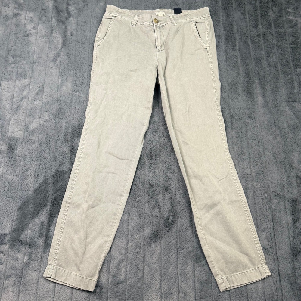 J.Crew Womens 0 Broken-In Chino Pants Light Gray Cotton Slim Straight RN77388